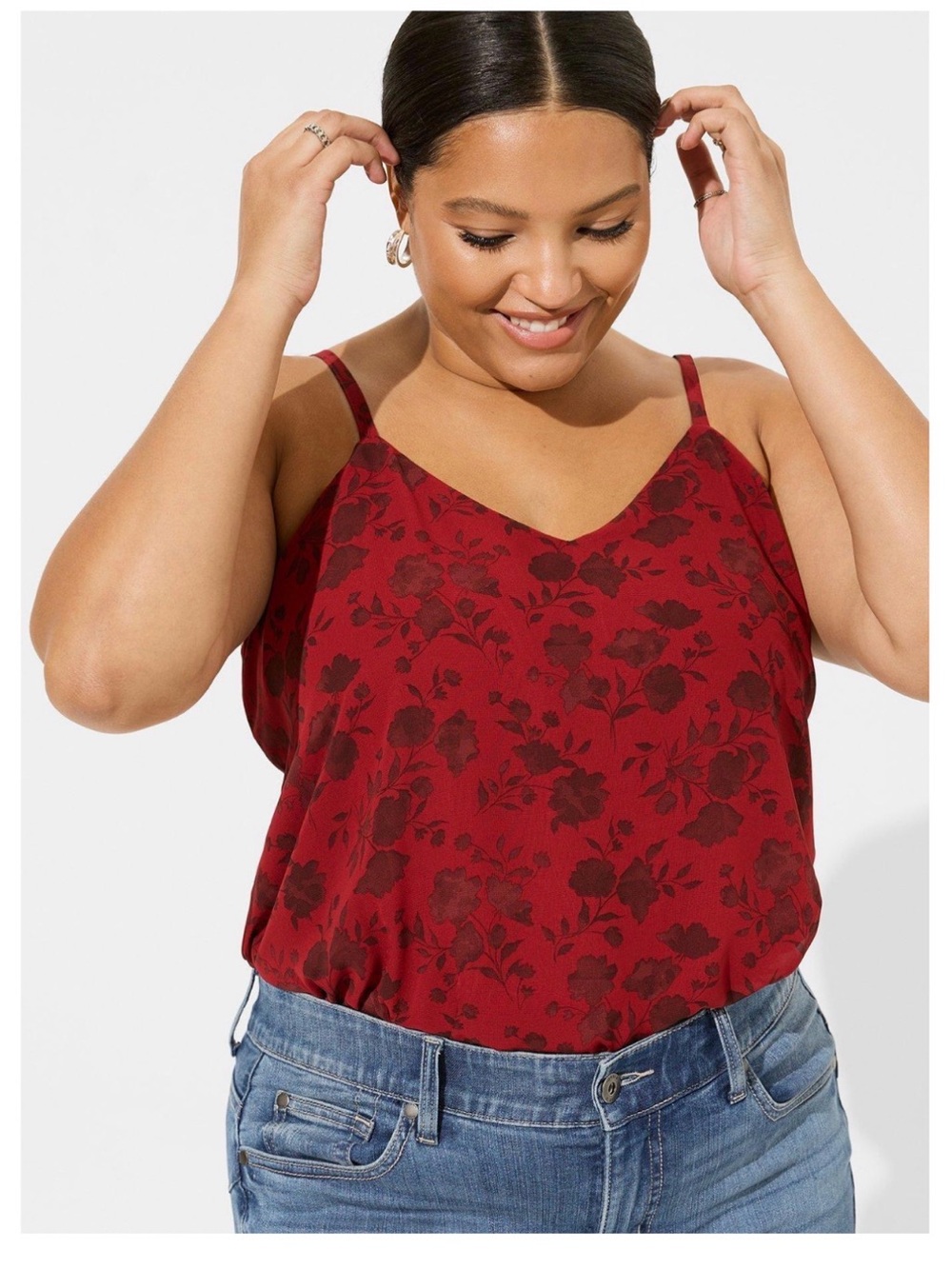 TORRID Floral V-Neck Cami Tank - Red